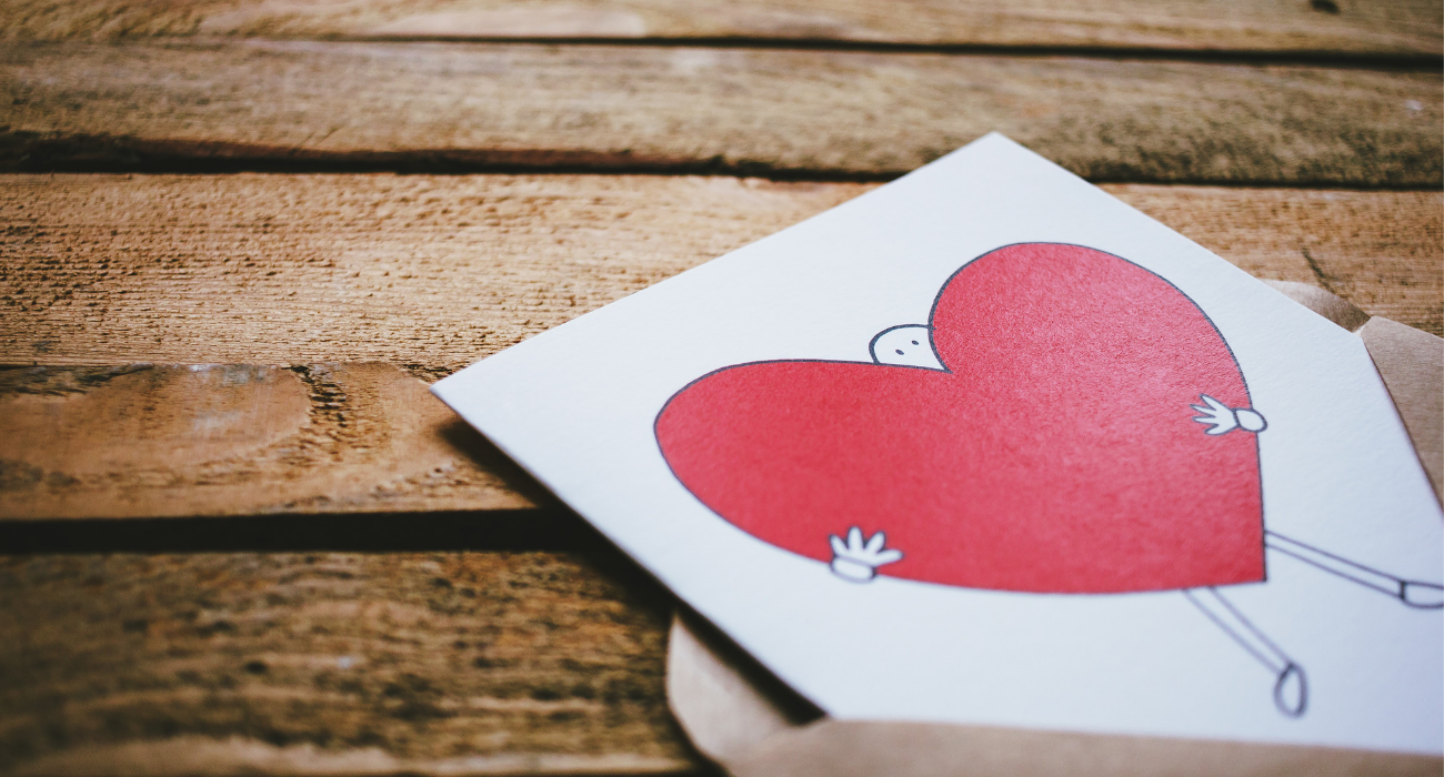 Love heart card in an envelope